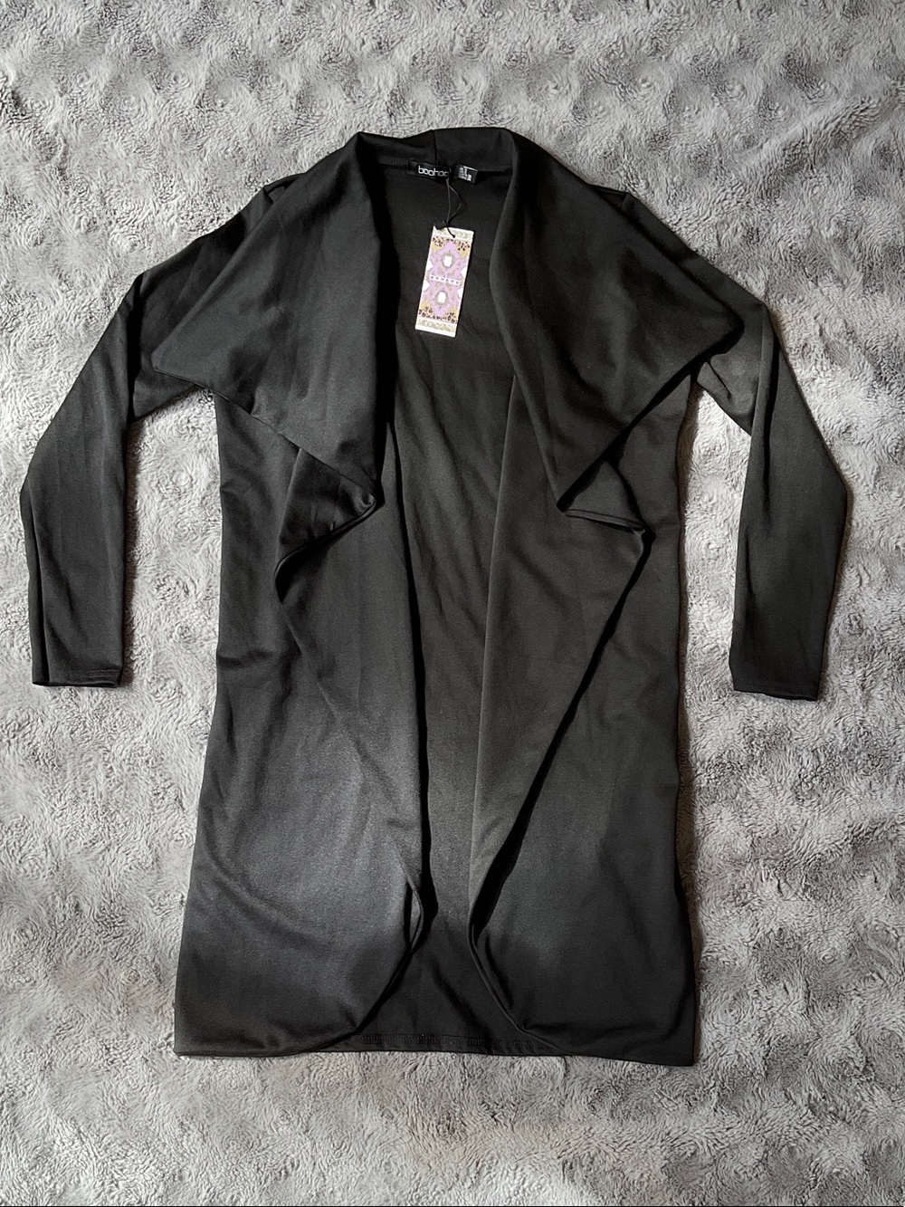 Black Draped Waterfall Blazer